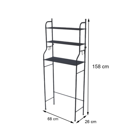 Leziter Raft de baie deasupra toaletei, cu mai multe niveluri, negru [2]