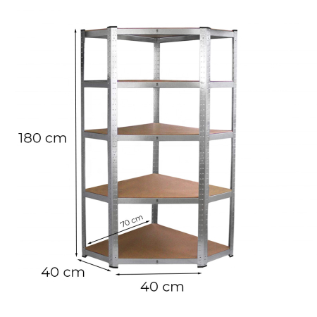 Leziter Raft de colț pentru sarcini grele 180x70x40-40 cm 175 kg crom [2]