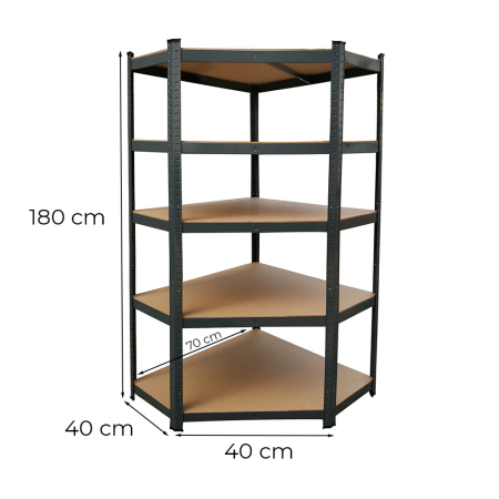 Leziter Raft de colț pentru sarcini grele 180x70x40-40 cm 175 kg negru [2]