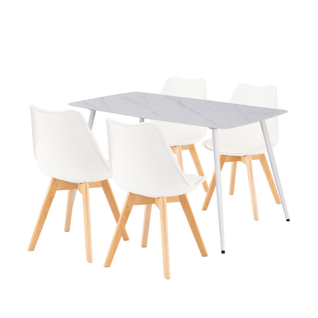 Set masă - Leziter Ravena 4+1 set de sufragerie alb-alb