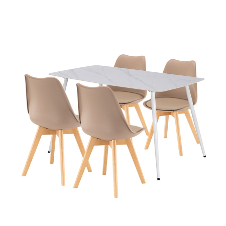 Leziter Ravena 4+1 set de sufragerie alb-bej [0]