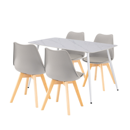 Mobilier sufragerie - Leziter Ravena 4+1 set de sufragerie alb-gri
