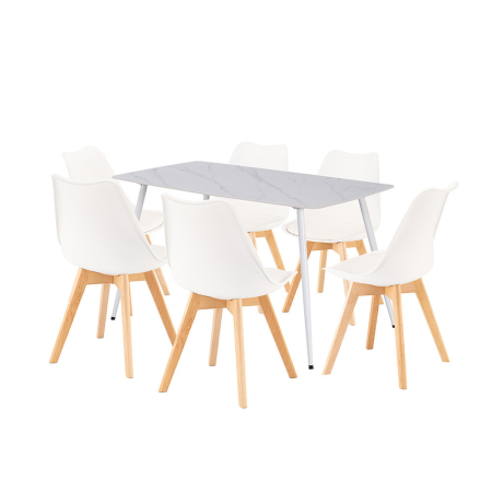 Set masă - Leziter Ravena 6+1 set de sufragerie alb-alb