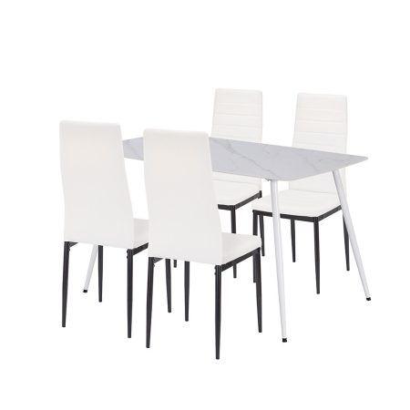 Mobilier sufragerie - Leziter Renton 4+1 set de luat masa alb-negru