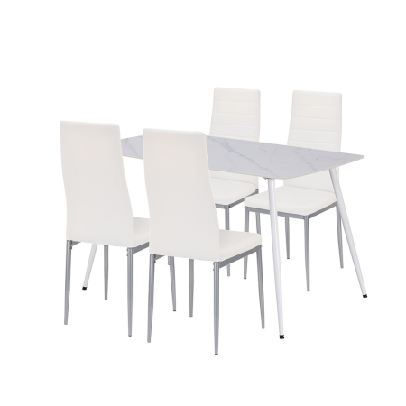 Mobilier sufragerie - Leziter Renton 4+1 set de sufragerie alb-gri