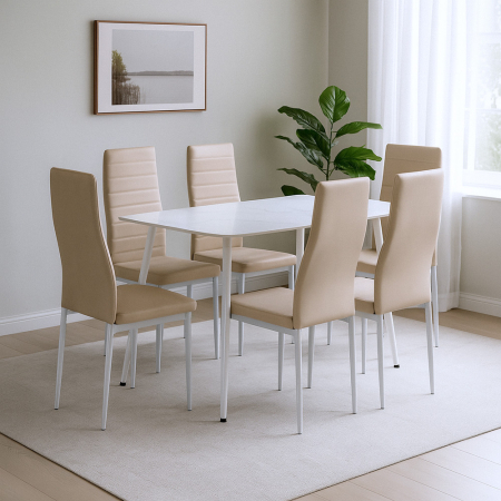 Leziter Renton 6+1 set de luat masa bej-gri [1]