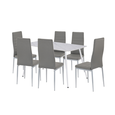 Mobilier sufragerie - Leziter Renton 6+1 set de luat masa gri-gri