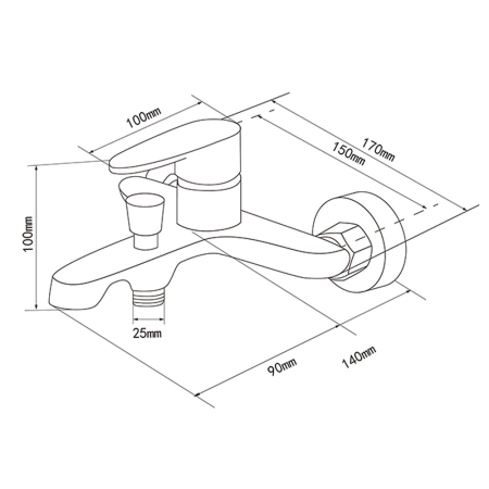 Leziter Robinet de umplere a băii Colly negru [2]