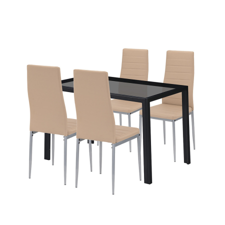 Leziter Rowan 4+1 set de luat masa bej-gri [0]