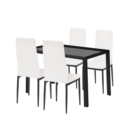 Mobilier sufragerie - Leziter Rowan 4+1 set de sufragerie alb-negru