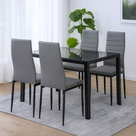 Leziter Rowan 4+1 set de sufragerie gri-negru [1]