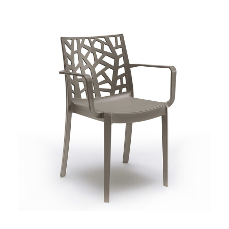 Produse temporar indisponibile - Leziter Scaun de grădină din plastic Trinity cu braț cappuccino