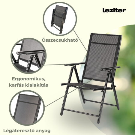 Leziter Scaun de grădină pliabil Lugo cu cadru metalic [2]