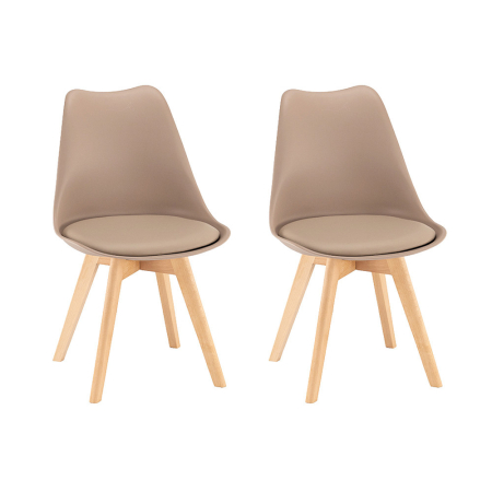 Scaun masă lemn - Leziter Scaun de masă Silla, 2 buc., bej