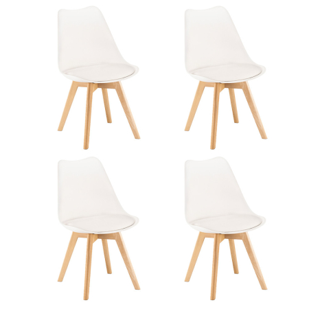 Scaun masă lemn - Leziter Scaun de masă Silla, 4 piese, alb