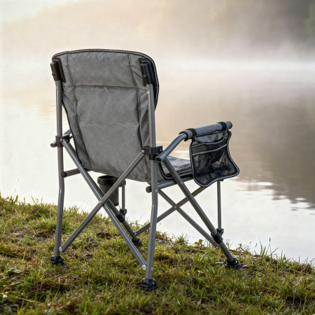 Leziter Scaun de pescuit Leziter Comfort Plus cu braț și suport pentru pahare gri [1]
