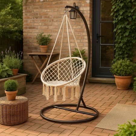 Leziter Scaun suspendat Cardenas cu suport bej-maro [1]