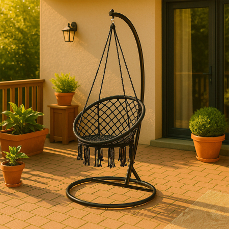 Leziter Scaun suspendat Cardenas cu suport negru-negru [1]