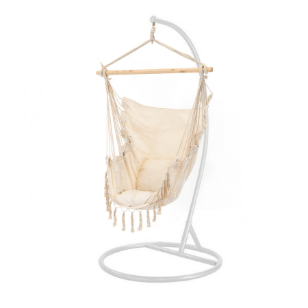 Produse temporar indisponibile - Leziter Scaun suspendat Puerto cu suport bej-alb