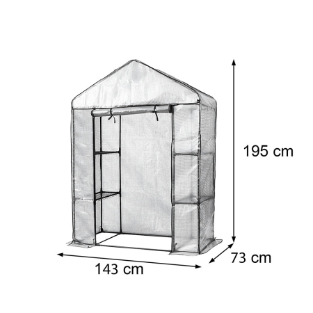 Leziter Seră de balcon 143x73x195 cm albă [1]