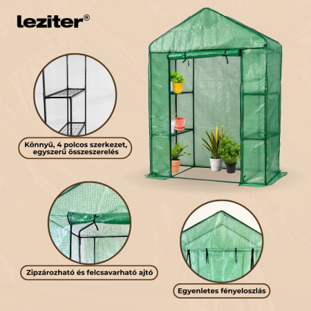 Leziter Seră de balcon 143x73x195 cm verde [3]