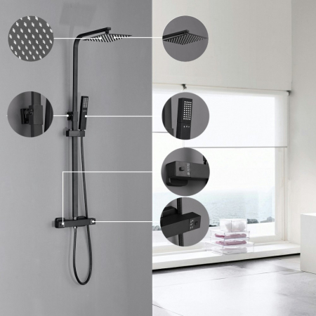 Leziter Set de duș Mazama Black cu baterie termostatică [3]