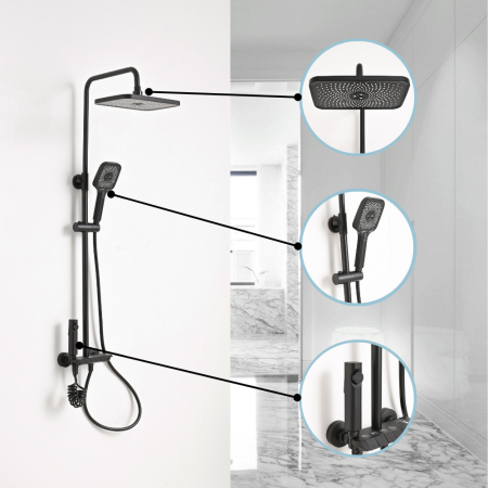 Produse temporar indisponibile - Leziter Set de duș multifuncțional Eliz negru