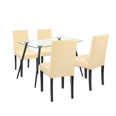 Leziter Set de masă Alen 4 1 negru-bej [0]