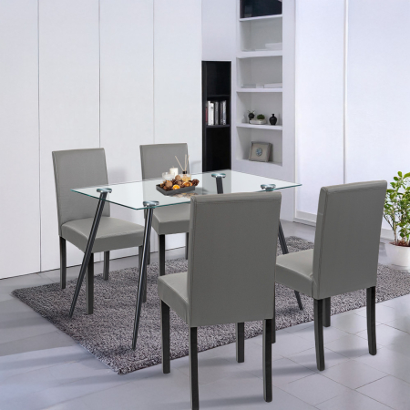 Leziter Set de masă Alen 4 1 negru-gri [1]