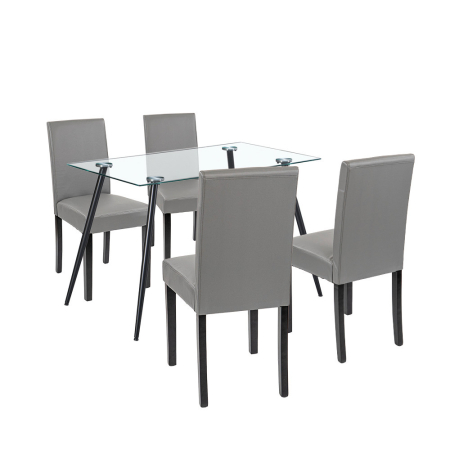 Mobilier sufragerie - Leziter Set de masă Alen 4 1 negru-gri