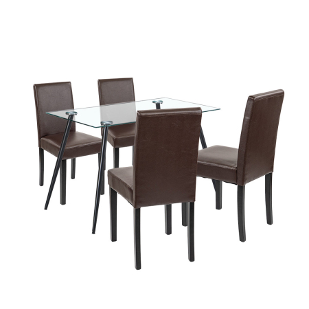 Mobilier sufragerie - Leziter Set de masă Alen 4 1 negru-maro