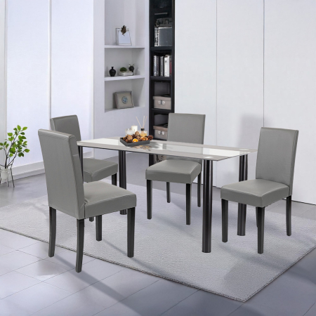 Leziter Set de masă Cadiz 4 1 negru-gri [1]