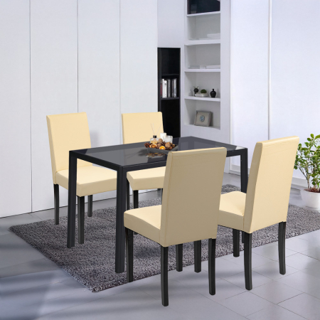 Leziter Set de masă Karen 4 1 negru-bej [1]