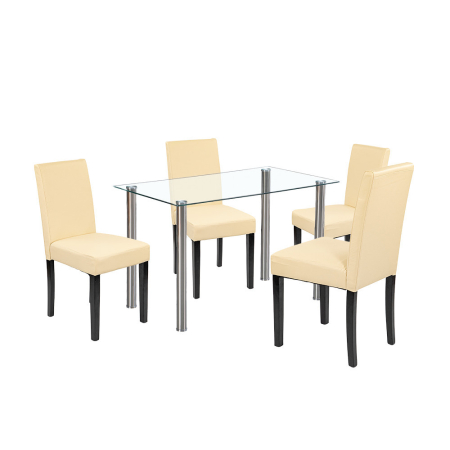 Mobilier sufragerie - Leziter Set de masă Karin 4 1 alb-bej