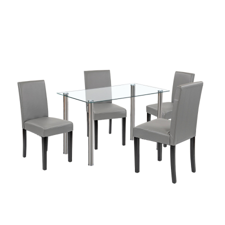 Mobilier sufragerie - Leziter Set de masă Karin 4 1 alb-gri