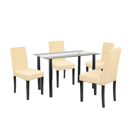 Leziter Set de masă Karin 4 1 negru-bej [0]