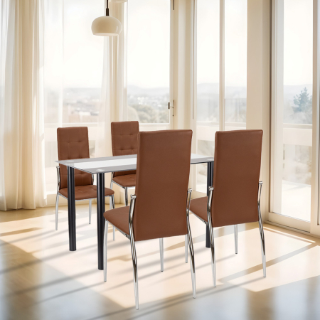 Leziter Set de masă Lara 4+1 maro [1]