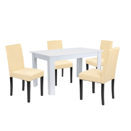 Mobilier sufragerie - Leziter Set de masă Leon 4 1 alb-bej