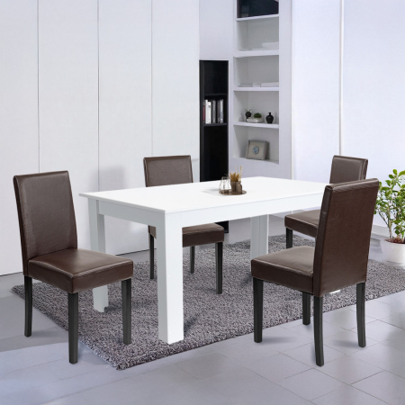 Leziter Set de masă Leon 4+1 alb-maro [1]