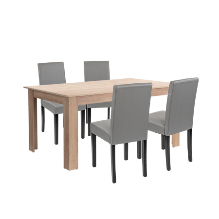Mobilier - Leziter Set de masă Leon 4 1, gri stejar Sonoma