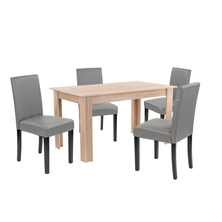 Mobilier - Leziter Set de masă Leon 4 1, gri stejar Sonoma