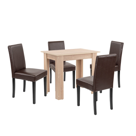 Mobilier - Leziter Set de masă Leon 4 1, stejar Sonoma-maro