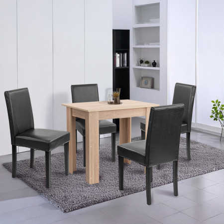 Leziter Set de masă Leon 4 1, stejar Sonoma-negru [1]