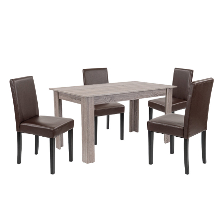 Mobilier sufragerie - Leziter Set de masă Leon 4+1 stejar York-maro