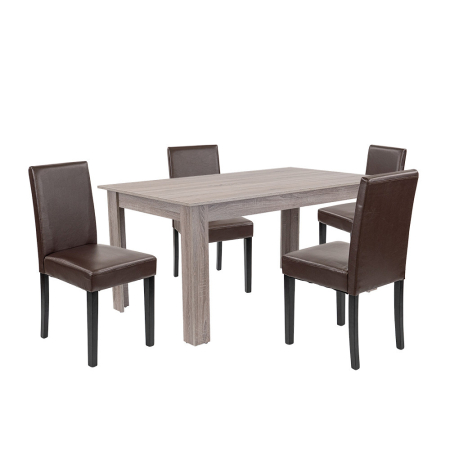 Mobilier sufragerie - Leziter Set de masă Leon 4+1 stejar York-maro