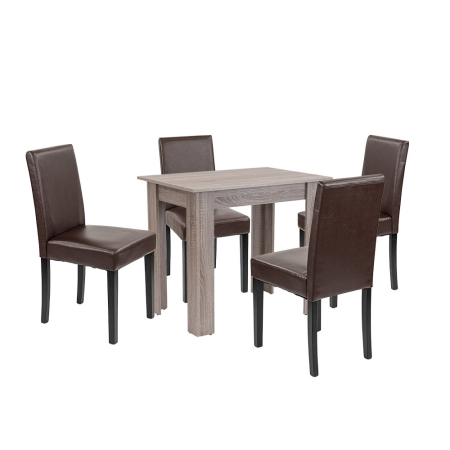 Mobilier sufragerie - Leziter Set de masă Leon 4+1 stejar York-maro