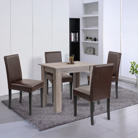 Leziter Set de masă Leon 4 1, stejar York-maro [1]