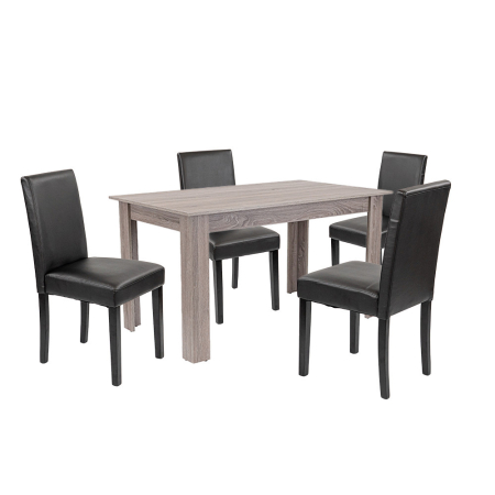 Mobilier - Leziter Set de masă Leon 4 1 stejar York-negru