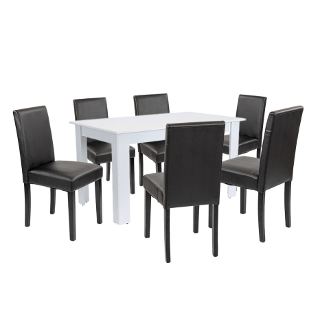 Mobilier - Leziter Set de masă Leon 6 1 alb-negru