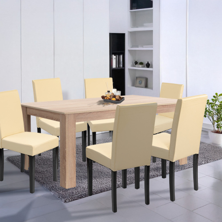 Leziter Set de masă Leon 6 1 stejar Sonoma-bej [1]